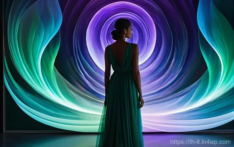 다감각 예술 경험 디자인에서의 고객 여정 맵핑 - **Prompt:** A dynamic, wide shot of a futuristic entrance to an immersive art exhibition. A diverse ...