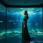다감각 예술 경험 디자인을 위한 기술 활용 - **Immersive Underwater Art Experience:**
    A captivating indoor shot of a young Thai woman (early ...