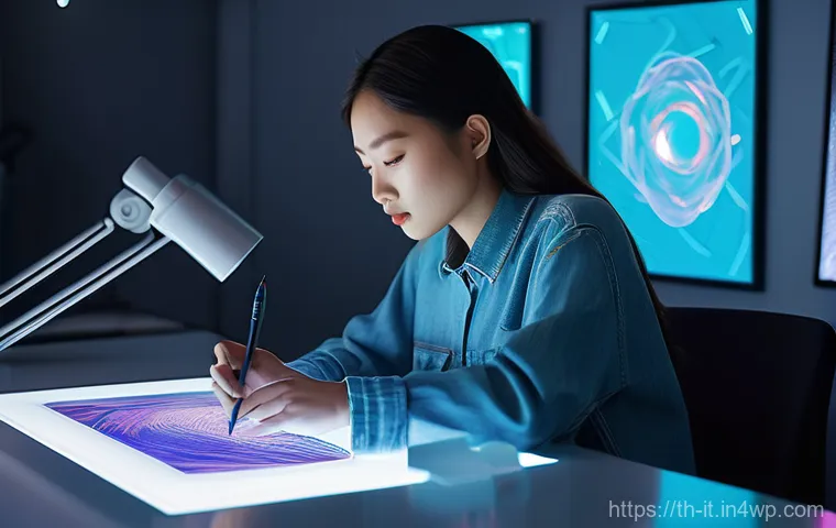 다감각 예술 경험 디자인을 위한 기술 활용 - **Immersive Underwater Art Experience:**
    A captivating indoor shot of a young Thai woman (early ...