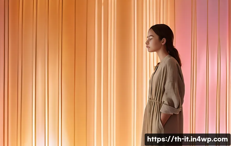 다감각 예술 경험 디자인에서의 커뮤니케이션 기술 - **Prompt 1: Immersive Sensory Journey**
"A young adult, gender-neutral, stands quietly in an imm...