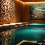 다감각 예술 경험 디자인의 트렌드 분석 - A modern multisensory art exhibition space featuring immersive surround sound with natural elements ...