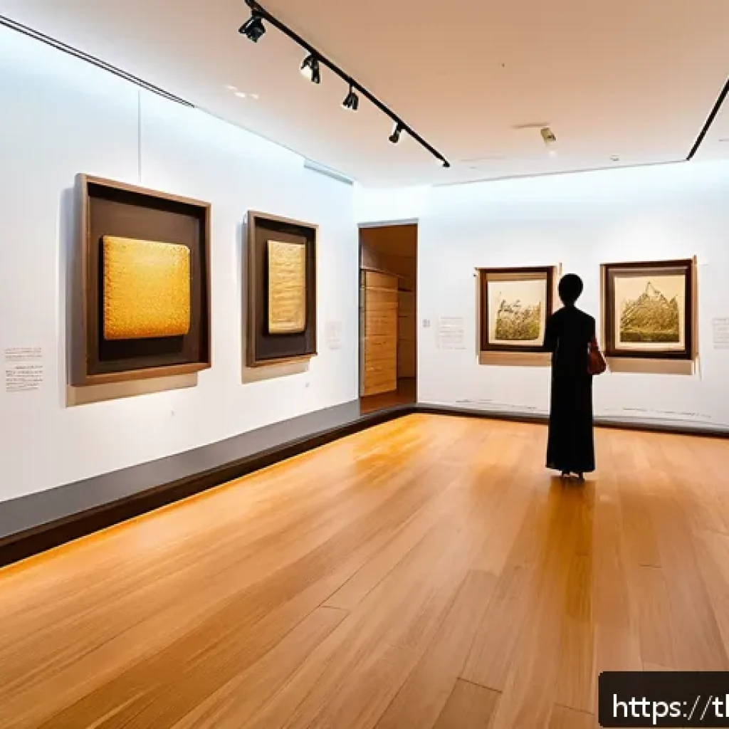 다감각 예술 경험 디자인에서의 문제 해결 전략 - A serene art gallery exhibition blending traditional Thai elements with modern sensory design: soft ...
